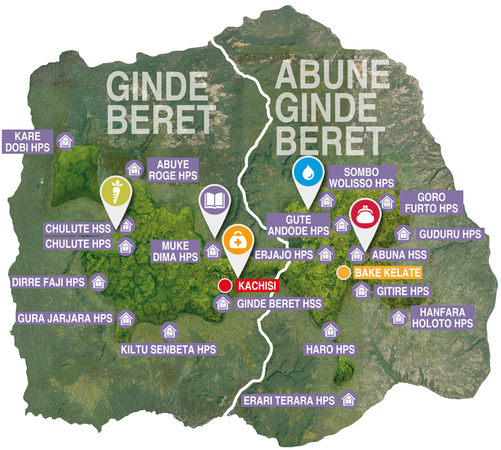 Detailkarte Ginde Beret und Abune Ginde Beret